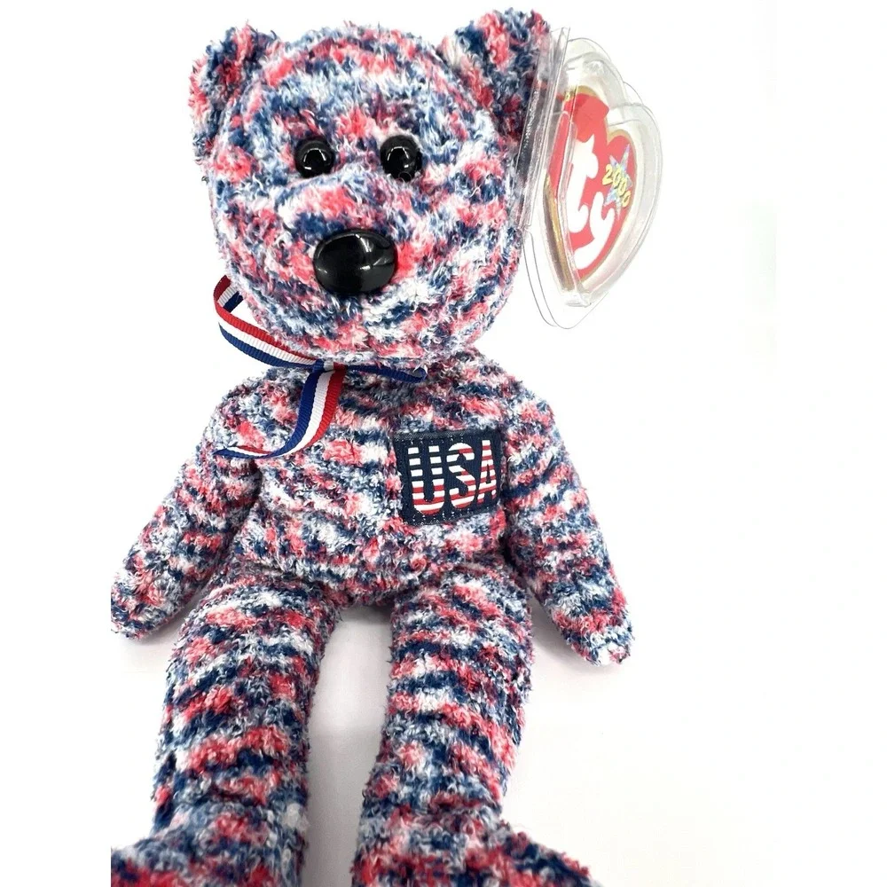 Vintage TY Beanie Baby USA Bear July 4, 2000 Tag Error Retired T1086 RARE